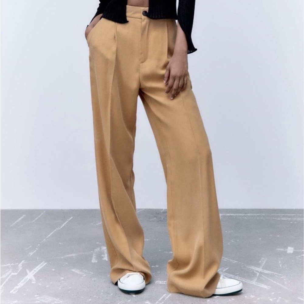 ZARA FULL LENGTH TROUSER PANTS - TAUPE TAN
